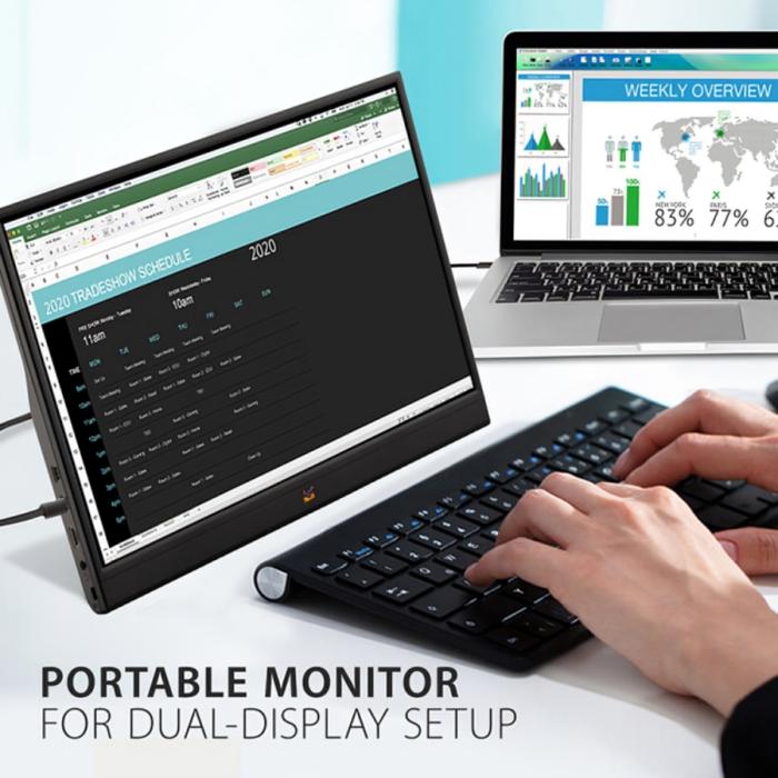 Monitor ViewSonic VA1655 - Monitor LED - 16" (15.6" visible) - portátil - 1920 x 1080 Full HD (1080p) @ 60 Hz - IPS - 250 cd/m² - 800:1 - 7 ms - Mini HDMI, USB-C - altavoces