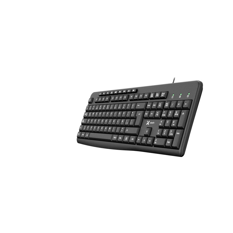 Xtech - Keyboard - Wired - Spanish - USB - Black - Multimedia 9 hotkeys  XTK-140S