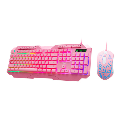 Xtech - Teclado y raton  set - Alambrico - Español - USB - Rosado - Gaming-XTK-540S