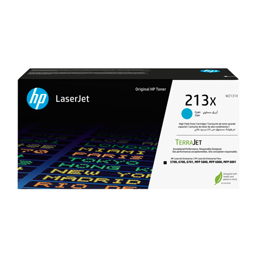 HP 213X - Alto rendimiento - cián - original - LaserJet - cartucho de tóner (W2131X) - para Color LaserJet Enterprise 6700, MFP 5800, MFP 6800; LaserJet Enterprise Flow MFP 6800