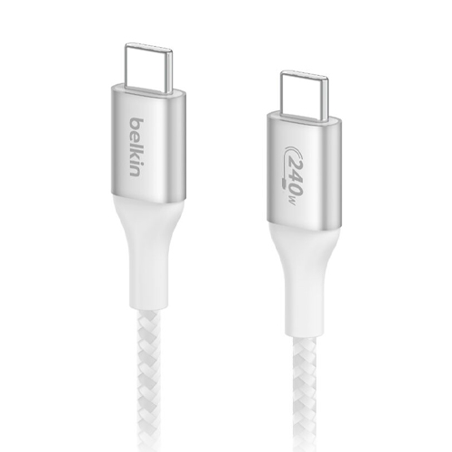 Cable de cargador Belkin BOOST CHARGE USB-C a USB-C, USB 2.0, 2 mts compatible con hasta 240 W de potencia Color blanco