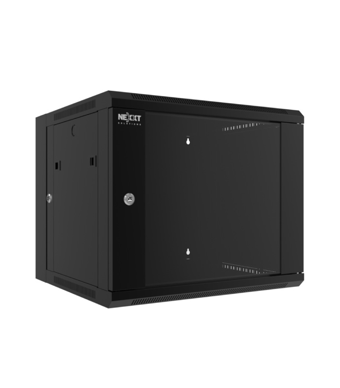 Gabinete de pared Nexxt Solutions Infrastructure Material de Acero SPCC / Vidrio templado Color Negro / RAL 9005 Medidas de 600X600