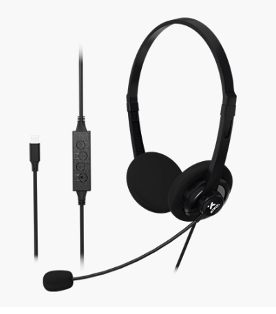 Audífonos Xtech - con cable USB-C® para conferencias, con micrófono ENC y controles en línea