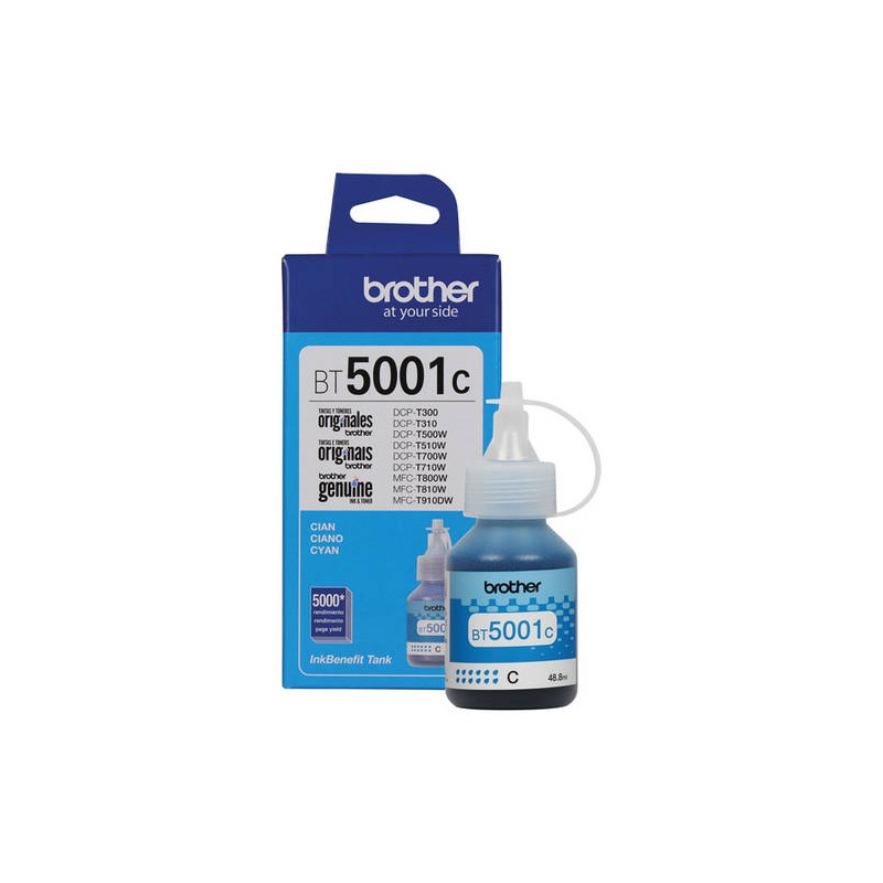 Tinta Brother Cyan (BT5001C) HL-T4000DW DCP-T220 T226 T310 DCP-T420W T426W DCP-T510W T520W DCP-T710W T720DW DCP-T820DW MFC-T810W T910DW MFC-T920DW T925DW MFC-T4500DW
