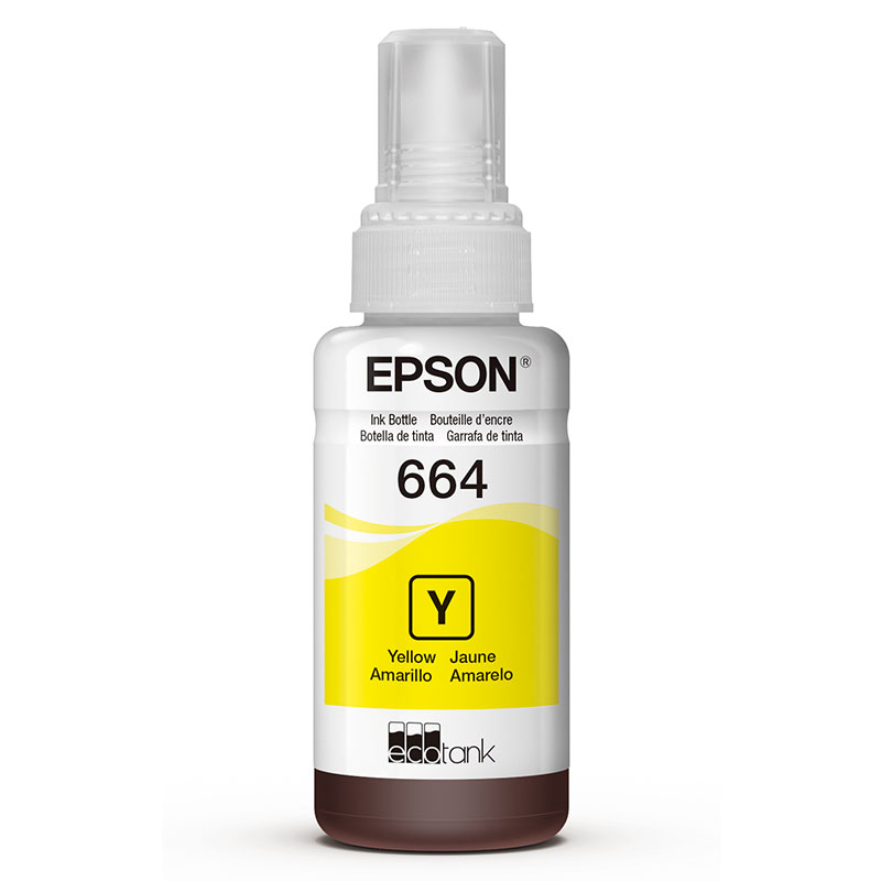 Tinta Epson Amarillo (T664)de 70ml L110 / L120/ L121/L200 / L210 / L220 / L300/L310 /L350 / L355 / L365 / L375 / L380 / L395 / L396 / L455 / L475 / L495 / L555 / L565 / L57 5 / L1300