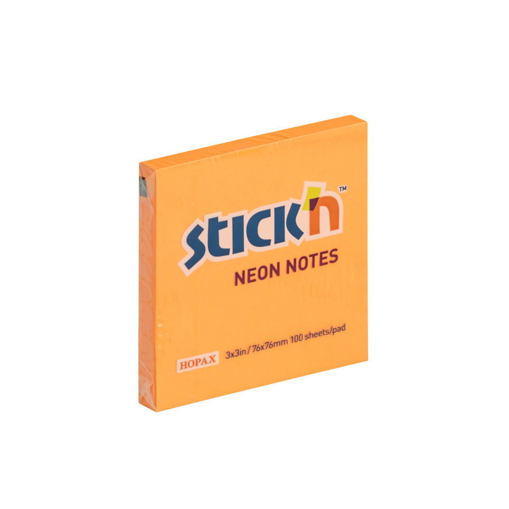 BLOCK STICKN Post-It 3"X3"  NEON NARANJA 