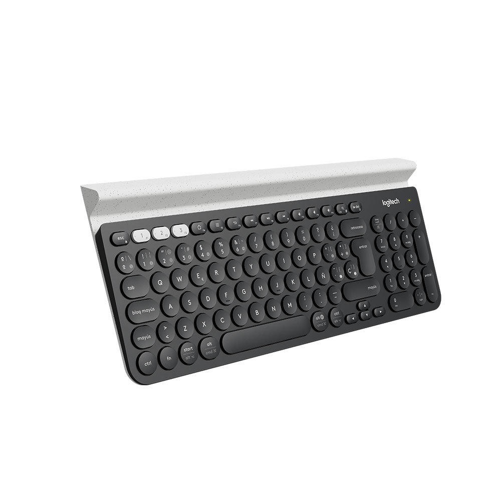 Logitech - Keyboard - Wireless - Spanish - 2.4 GHz / Bluetooth - Ergonomic Design - Black (keyboard) / Black and white
