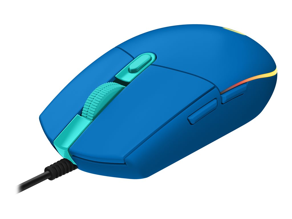 Mouse Logitech Gaming G203 LIGHTSYNC, óptico, 6 botones, cableado, USB, Color: azul