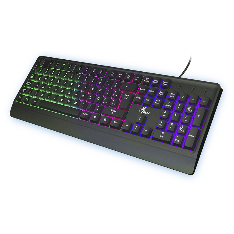Xtech - Keyboard - Wired - Spanish - USB - Black - Gaming  LED XTK-505S