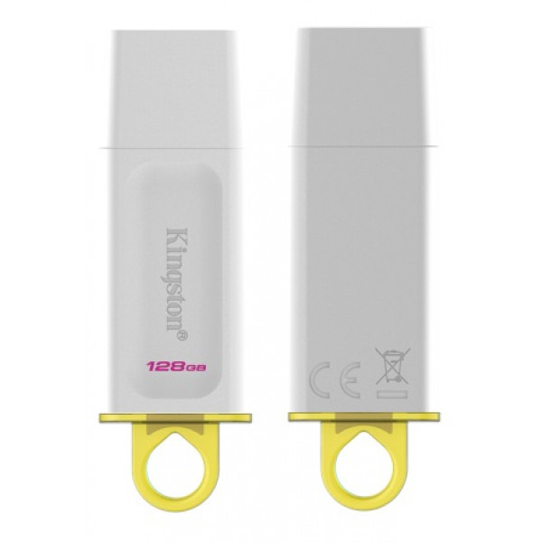 Kingston - USB flash drive - 128 GB - USB 3.0 - Plastic White-Yellow