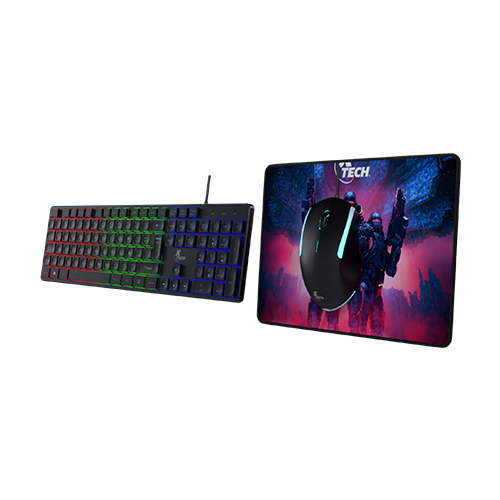 Xtech - Keyboard, mouse and mouse pad - Wired - Spanish - USB - Black - Gaming XTK-535S