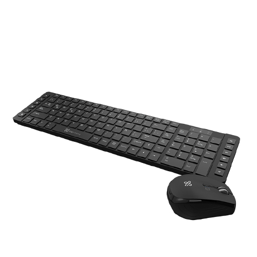 Klip Xtreme - Keyboard and mouse set - Spanish - Wireless - 2.4 GHz - All black