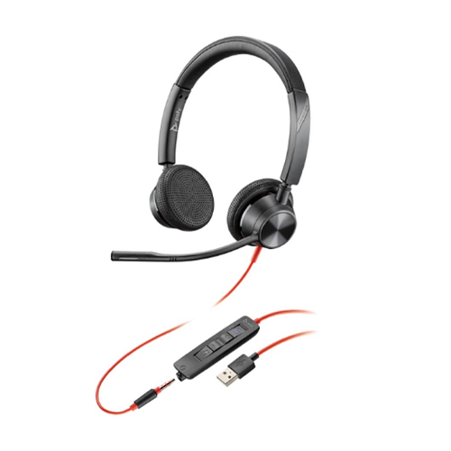 [76J17AA] Auricular Poly Blackwire 3320-M - Blackwire 3300 series - auricular - en oreja - cableado - cancelación de sonido activo - USB-A - negro - Certificado para Equipos de Microsoft