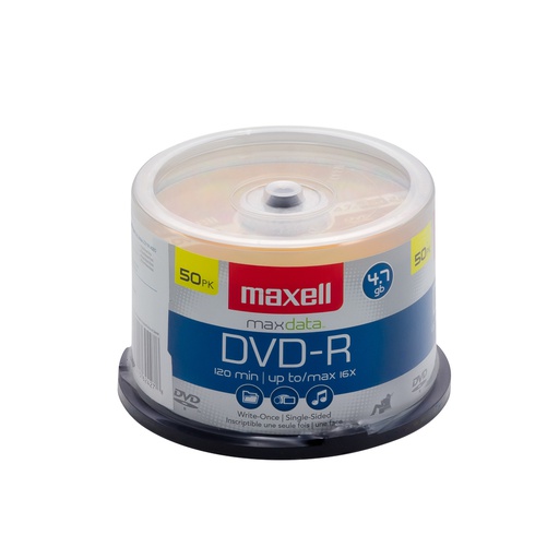 [11716] DVD-R Maxell capacidad de 4.7GB torre 50U.120 mins.