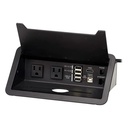 Tripp Lite Power It! 2-Outlet In-Desk Power and Charging Dock - 4x USB-A, USB-B, HDMI, RJ11, RJ45, 10 ft. Cord, Antimicrobial Protection, Black - Banda de potencia (flush mountable) - 15 A - CA 120 V - input: NEMA 5-15P (2 x USB, 2 de NEMA 5-15R) - 3.05 m cable - negro PS222DATAM