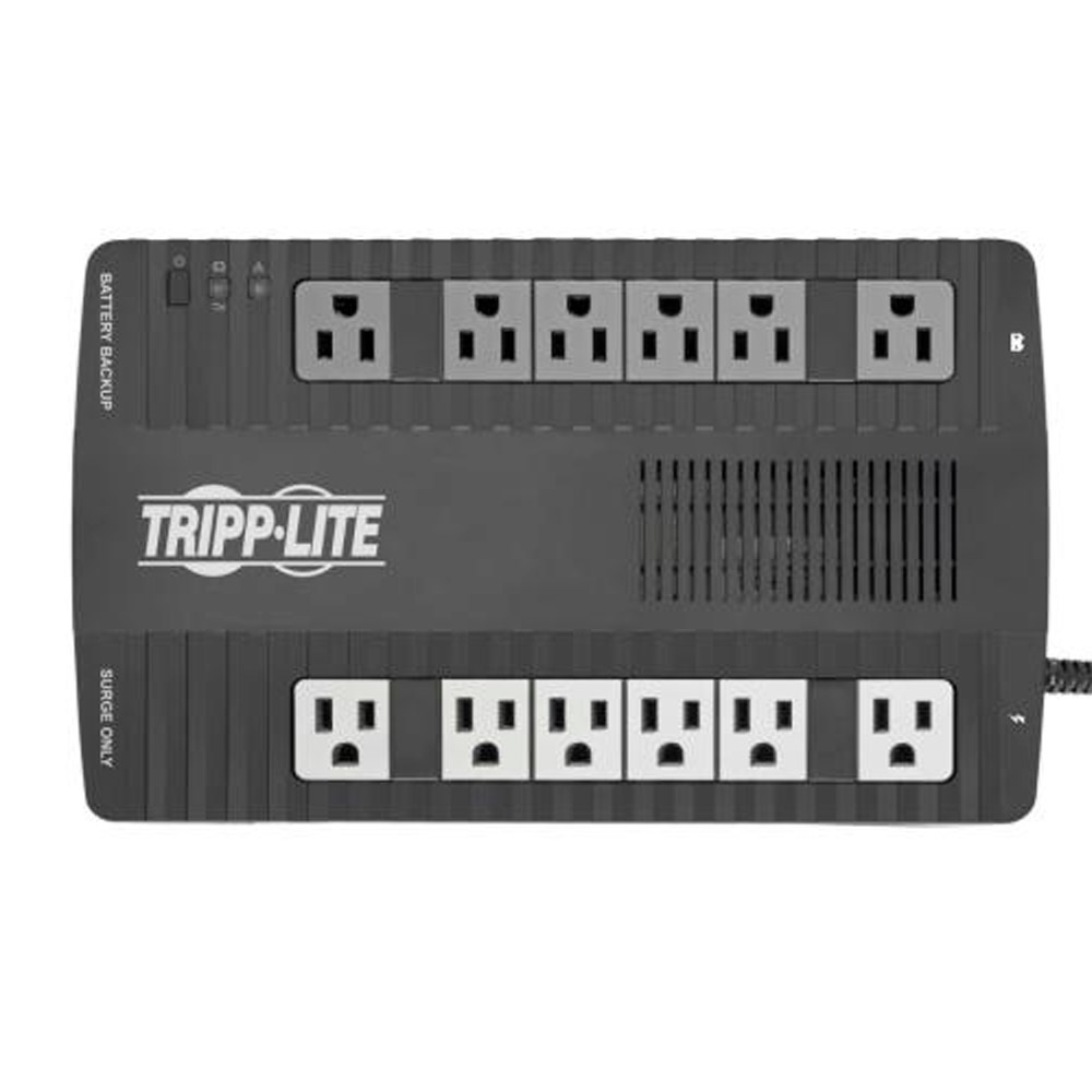UPS Tripp Lite 900VA 480W Desktop Battery Back Up AVR 50/60Hz Compact 120V USB RJ11 - UPS - CA 120 V - 480 vatios - 900 VA - USB - conectores de salida: 12 - negro AVR900U