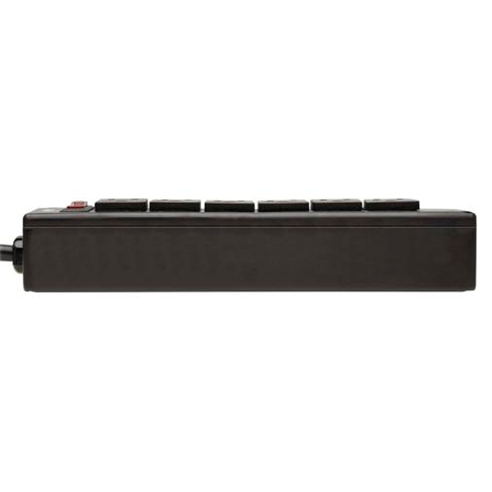 Tripp Lite Safe-IT 6-Outlet Surge Protector - 10 ft. Spiral Cord, 5-15P Plug, 300 Joules, Antimicrobial Protection, Black - Protector contra sobretensiones - 15 A - CA 120 V - conectores de salida: 6 - 3.05 m cable - negro TLP610COILAM