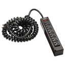 Tripp Lite Safe-IT 6-Outlet Surge Protector - 10 ft. Spiral Cord, 5-15P Plug, 300 Joules, Antimicrobial Protection, Black - Protector contra sobretensiones - 15 A - CA 120 V - conectores de salida: 6 - 3.05 m cable - negro TLP610COILAM