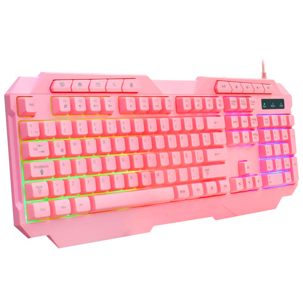 Xtech - Teclado y raton  set - Alambrico - Español - USB - Rosado - Gaming-XTK-540S