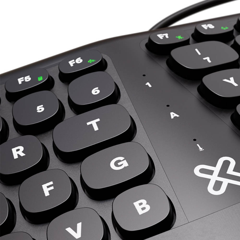 Teclado Alámbrico Klip Xtreme - en español - USB - Ergonomic Design -color negro - Ergonómico