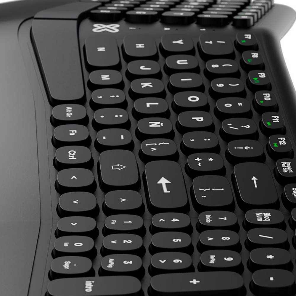 Teclado Alámbrico Klip Xtreme - en español - USB - Ergonomic Design -color negro - Ergonómico