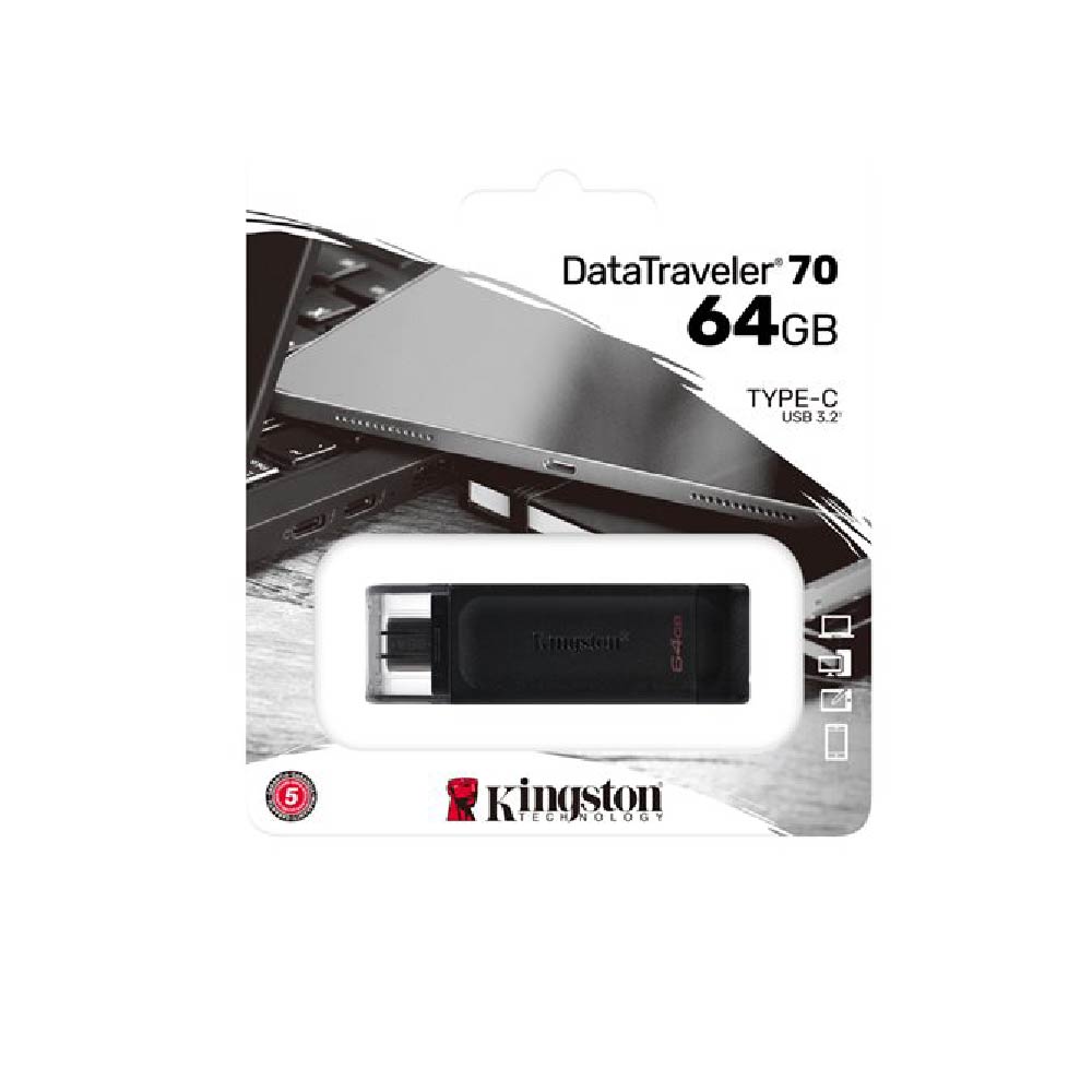 Memoria USB Kingston DataTraveler 70, 64 GB USB-C 3.2 Gen 1 Color Negro