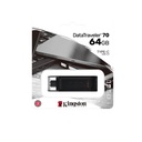 Memoria USB Kingston DataTraveler 70, 64 GB USB-C 3.2 Gen 1 Color Negro