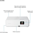 Proyector Epson portátil CO-W01 LCD - 3000 lúmenes (blanco) - WXGA (1280 x 800) - 16:10 - 720p - 1 año de garantía