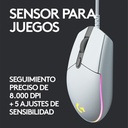 Mouse Logitech Gaming G203 LIGHTSYNC óptico 6 botones USB Color blanco