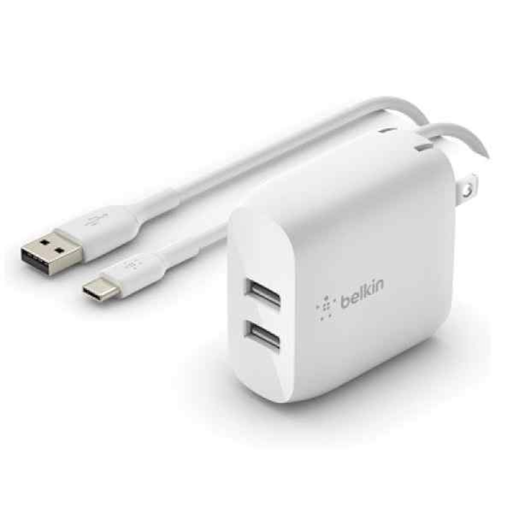Adaptador de corriente Belkin 2 x USB Color blanco 24 vatios