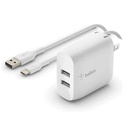 Adaptador de corriente Belkin 2 x USB Color blanco 24 vatios