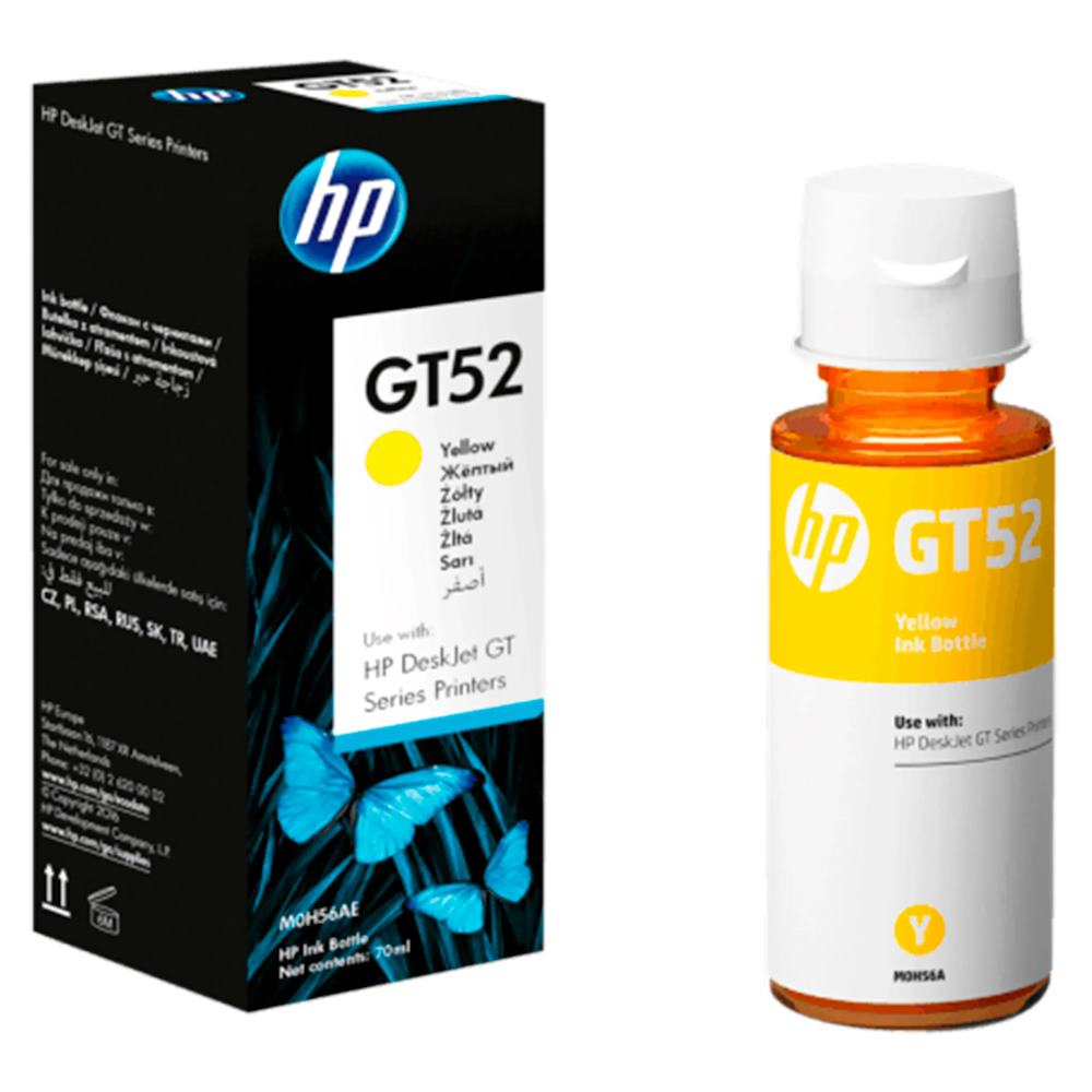 Tinta HP Amarillo (GT52) Smart Tank 514, 517, 616, 500, 515, 519, 530, 533, 615, 618, HP Deskjet 5810, 5820, HP Ink Tank 115, 318, 319, 410, 415, 416, 418, 419, 455, 457, 450, 315