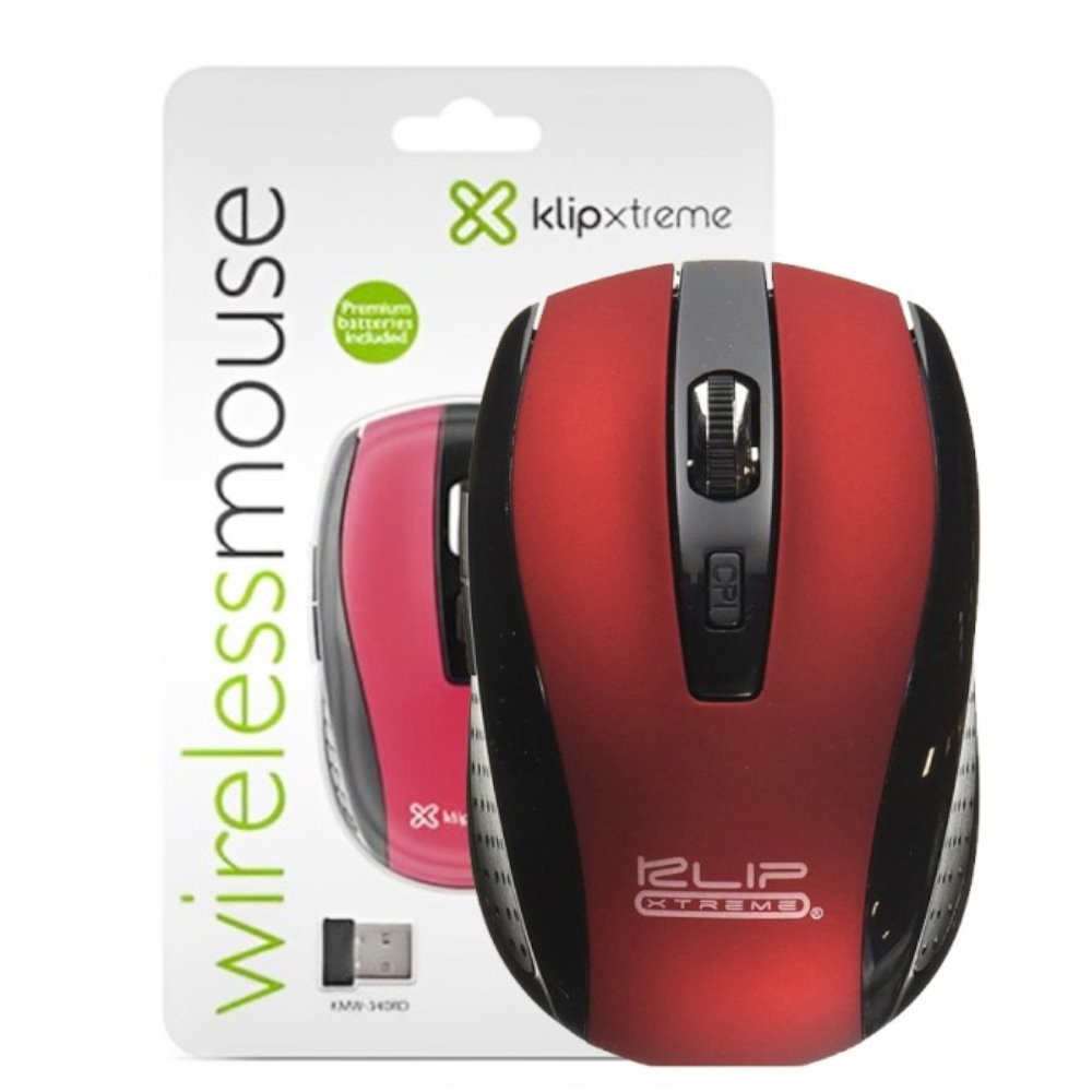 Mouse Klip Xtreme 2.4 ghz Inalámbrico 6 botones Color rojo