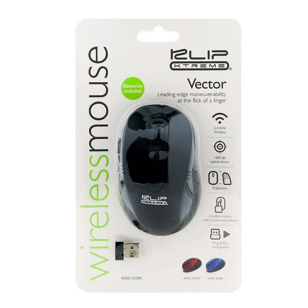 Mouse Klip Xtreme Inalámbrico Ergonómico 2.4 ghz Color Negro