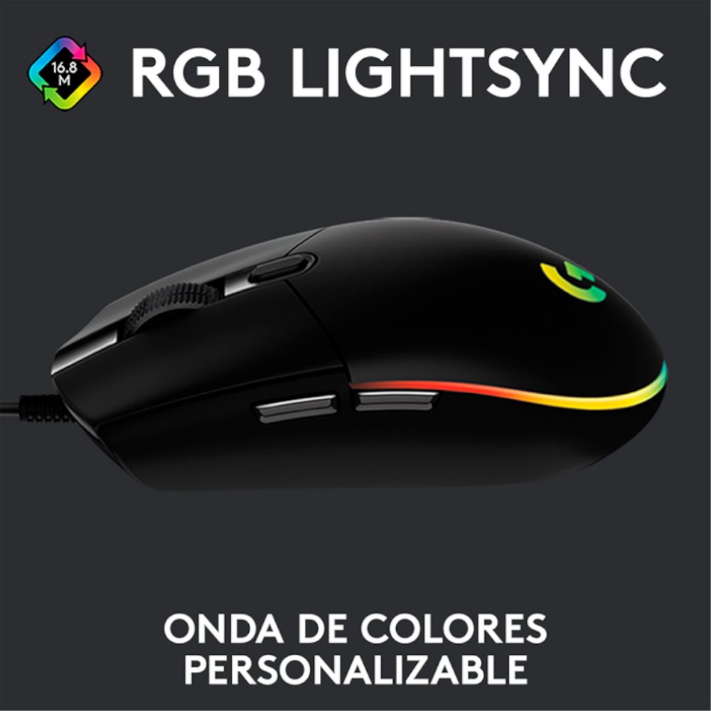 Mouse gaming Logitech G203 LightSpeed 8000 DPI 6 Botones Color Negro