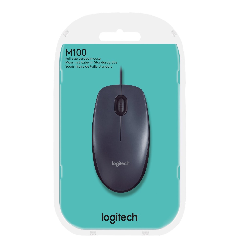 Mouse Logitech M100 USB diestro y zurdo Color Negro