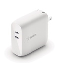 Cargador de pared Belkin Tecnología GaN Carga rápida, 2x USB-C Color blanco 68 vatios