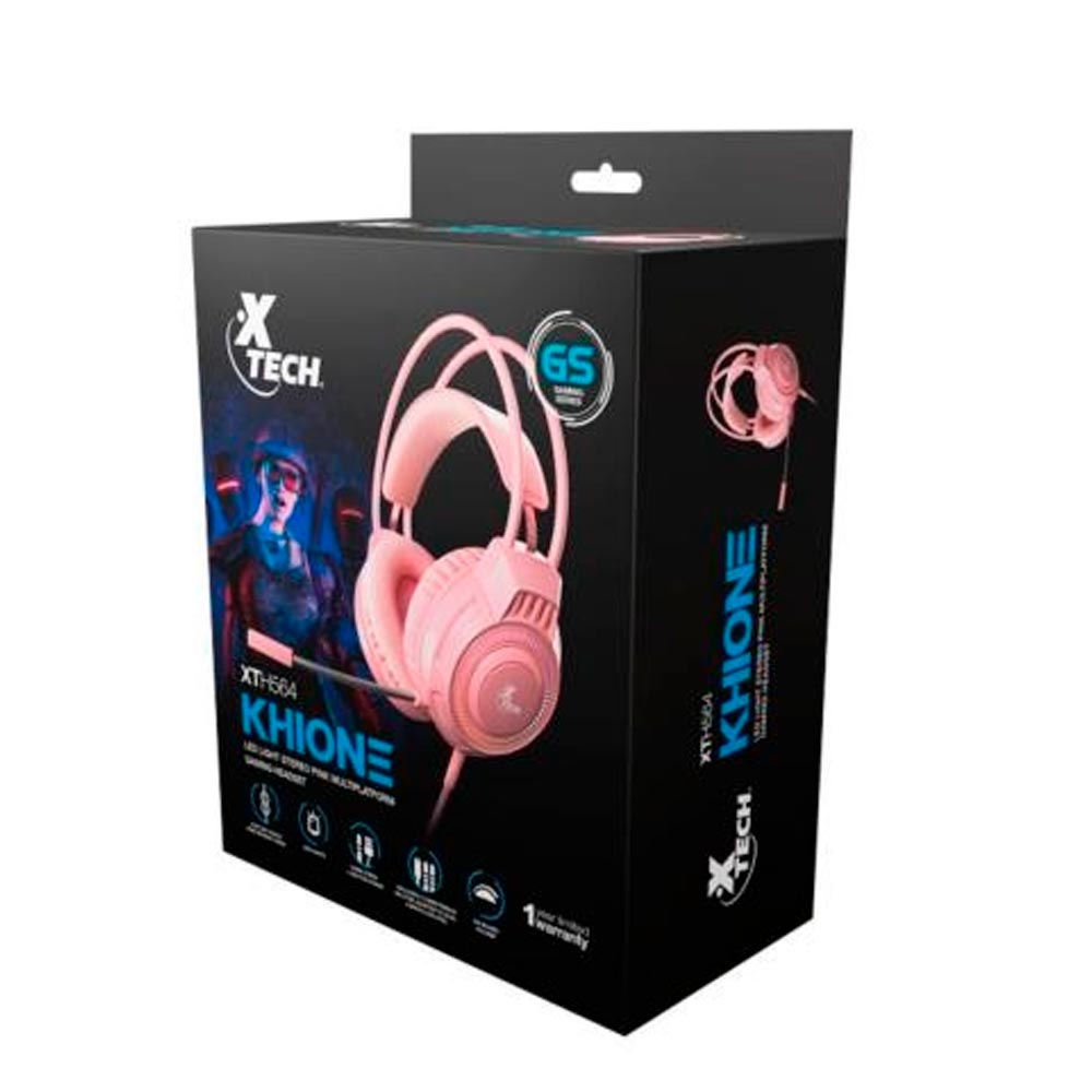 Auriculares Xtech Cableado - XTH-564 - Para Computer / Para Game console - 3.5mm+USB Pink