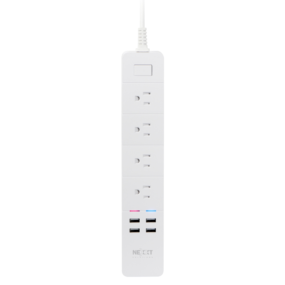 Regleta Inteligente Nexxt Conexión Wi-Fi - 4 toma corriente, 4 puertos USB de carga