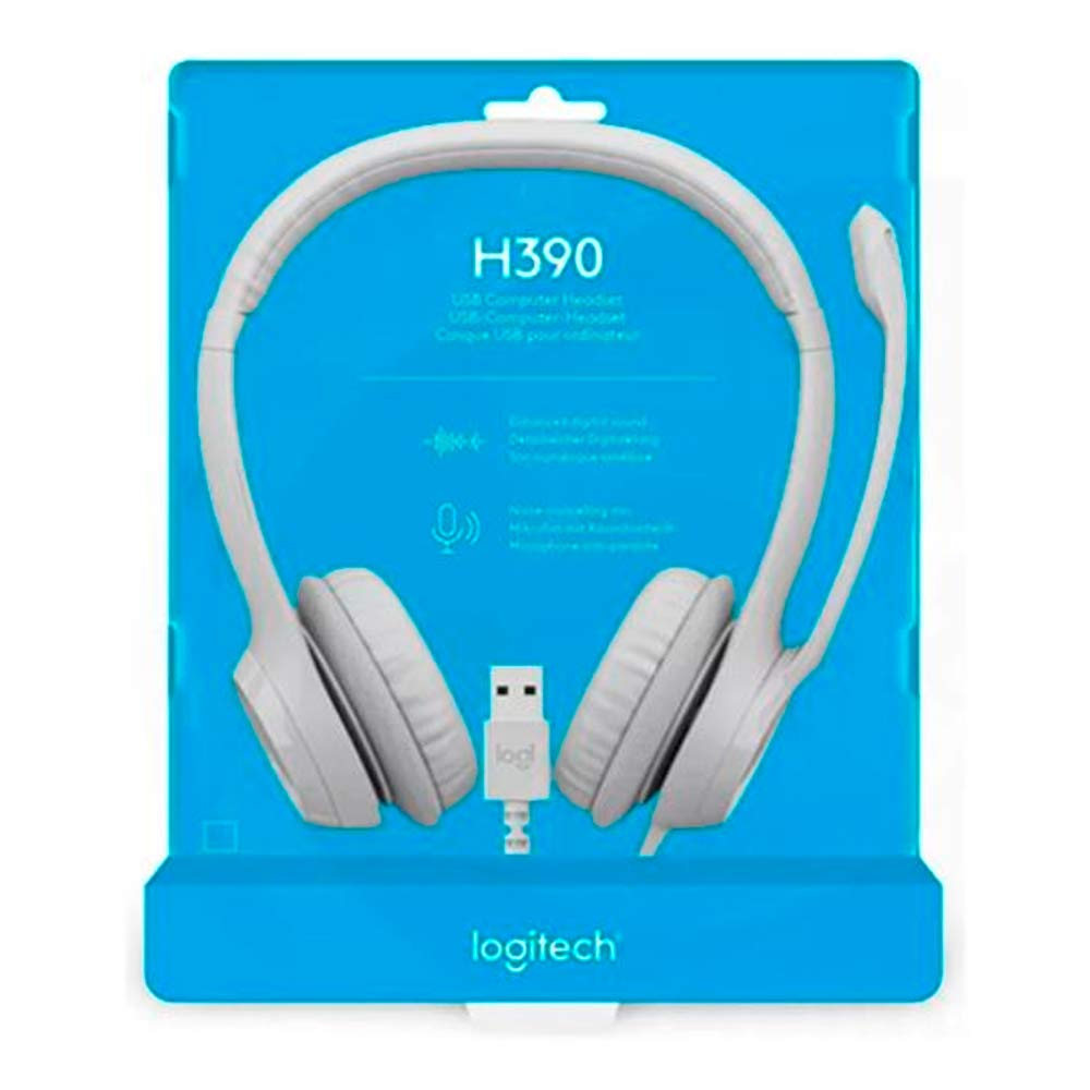Audífonos Logitech H390 con Micrófono Alámbrico USB Blanco