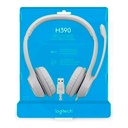 Audífonos Logitech H390 con Micrófono Alámbrico USB Blanco