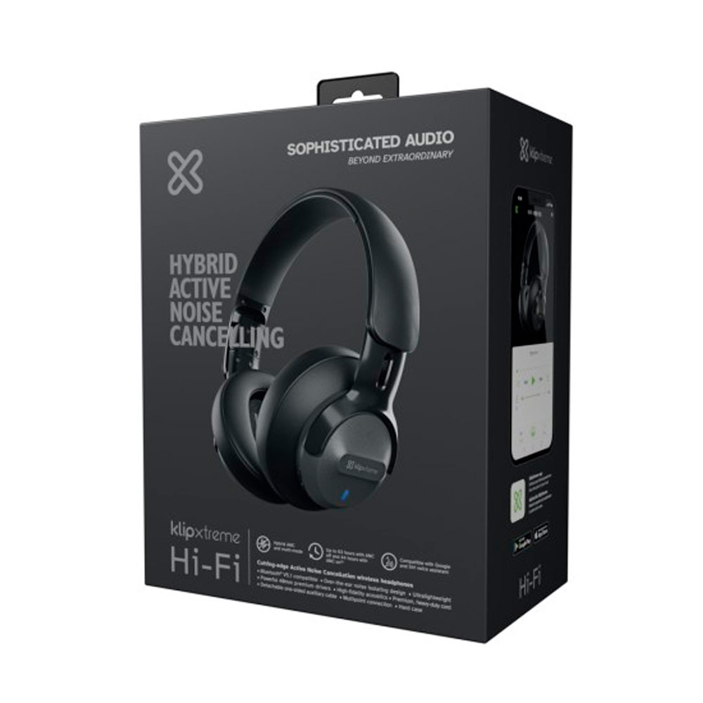 Audífonos Klip Xtreme Gris - KNH-750GR - Para Home audio - Wireless - ANC - 44Hr