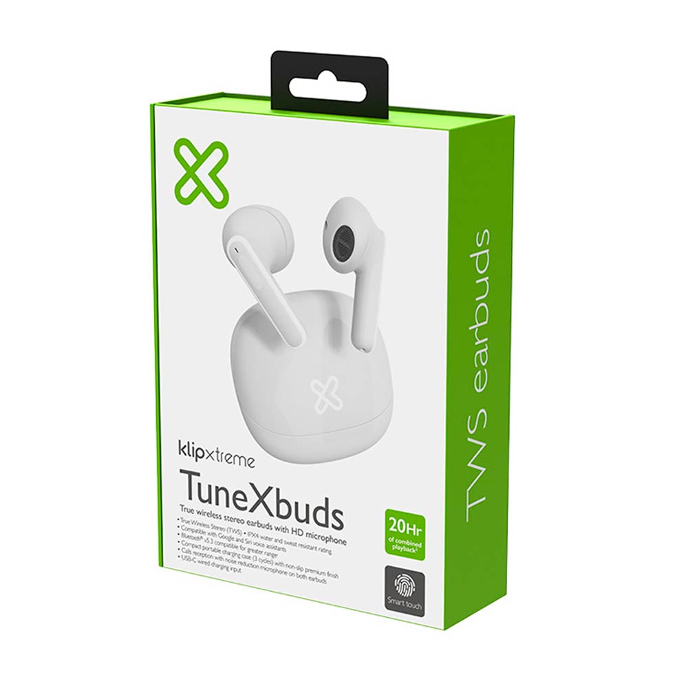 Klip Xtreme - KTE-007WH -Audifonos inalambricos - Para Home audio / Para Portable electronics / Para Tablet / Para Cellular phone - Wireless - Touch - 26Hrs Blancos