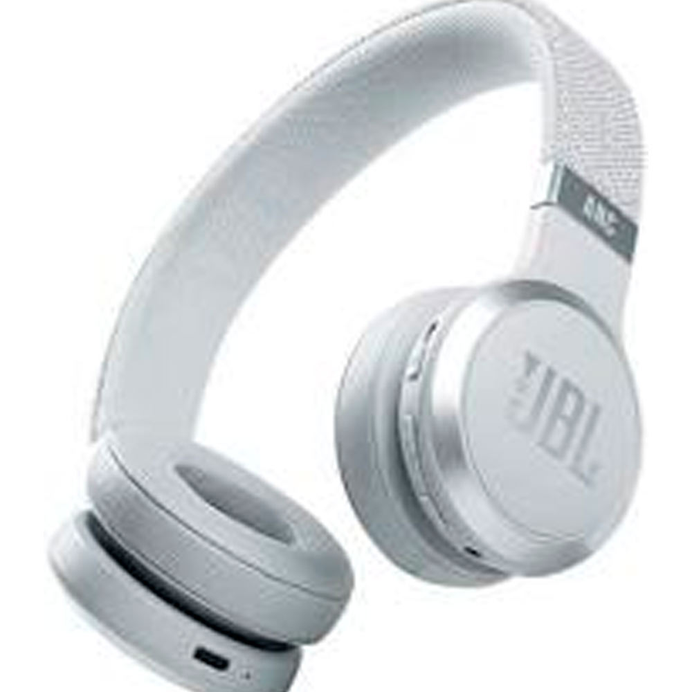 JBL LIVE 460NC - Auriculares con diadema con micro - en oreja - Bluetooth - inalámbrico, cableado - cancelación de sonido activo - conector de 3,5 mm - blanco