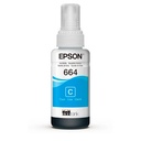 Tinta Epson Cyan (T664 ) de 70ml L110 / L120/L121/ L200 / L210 / L220 / L300/L310 /L350 / L355 / L365 / L375 / L380 / L395 / L396 / L455 / L475 / L495 / L555 / L565 / L575 / L1300