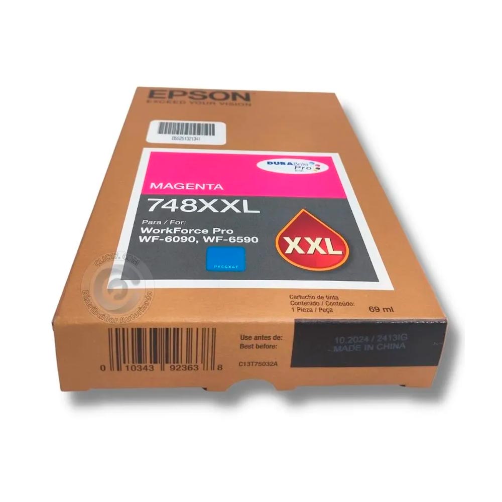 Tinta Epson Magenta (748XXL ) de 69ml WF-6090,WF-6590, WF-8090, WF-8590