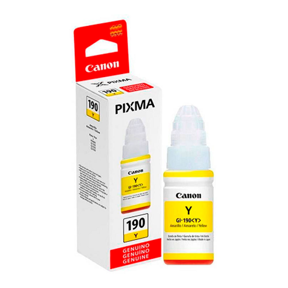 Tinta Canon amarillo (GI-190Y) de 70 ml para PIXMA G1100, G2100, G3100, G4100