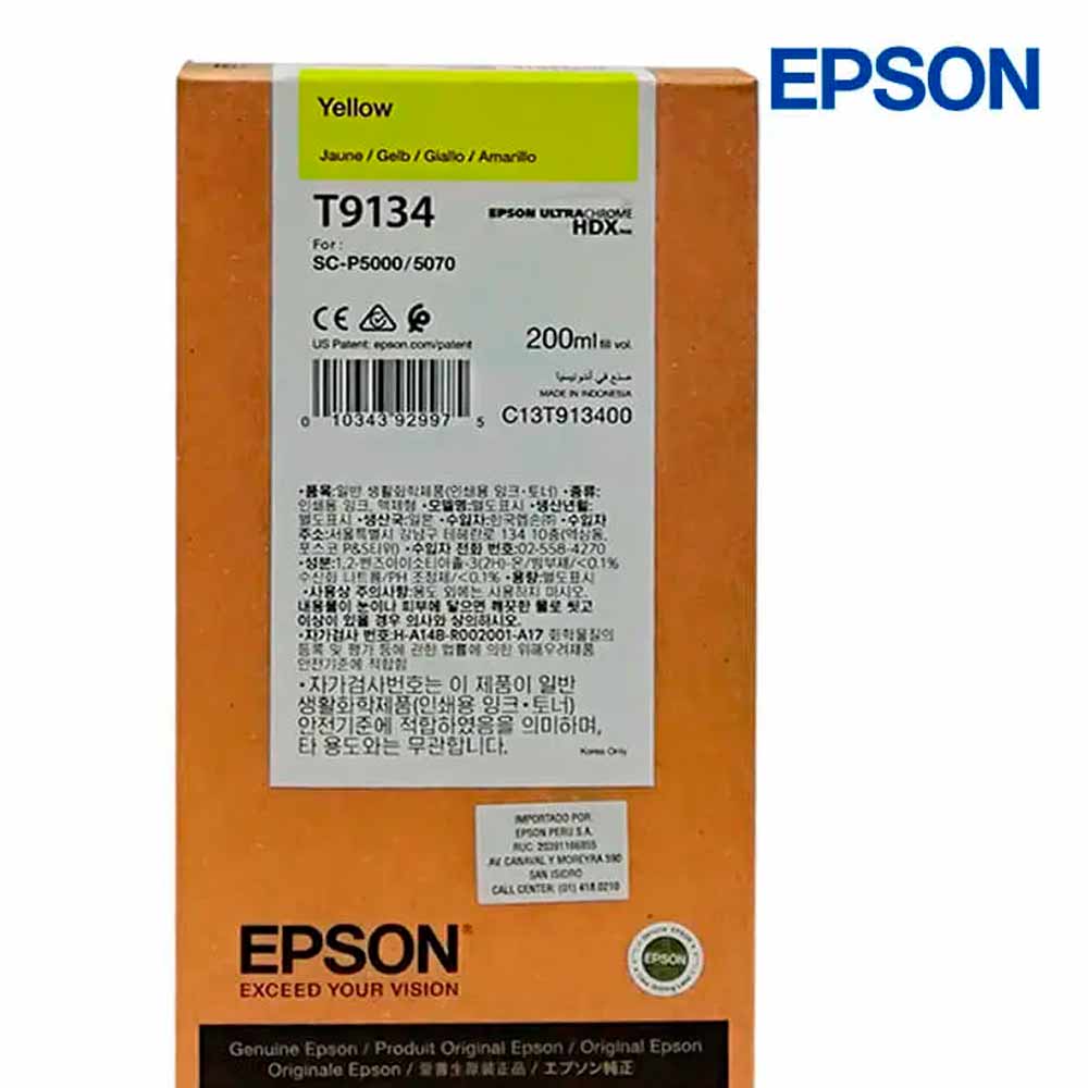 Tinta Epson Amarillo T9134 200 ml 