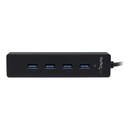 Adaptador Concentrador Hub Ladrón USB 3.0 StarTech.com Super Speed 4 Puertos Salidas Portátil para Laptop Ordenador - Negro - Hub - 4 x SuperSpeed USB 3.0 - sobremesa - para P/N: FCREADMICRO3, MSDREADU3CA