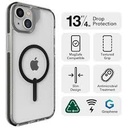 Funda Zagg Santa Cruz Snap Apple iPhone 14 Plus, 15 Plus- MagSafe - negro, transparente